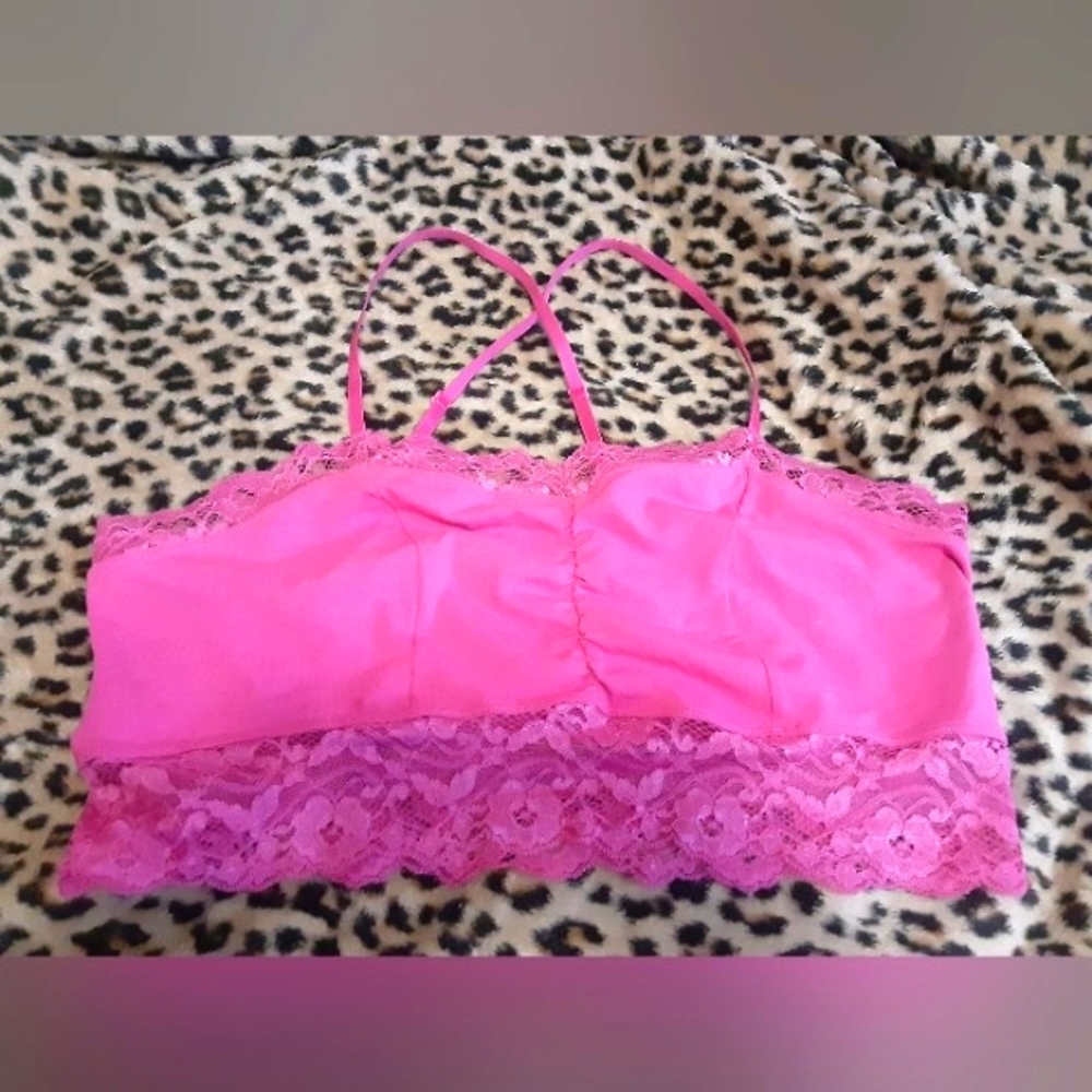 Mark Womens Strappy Pink Lace Croptop XL